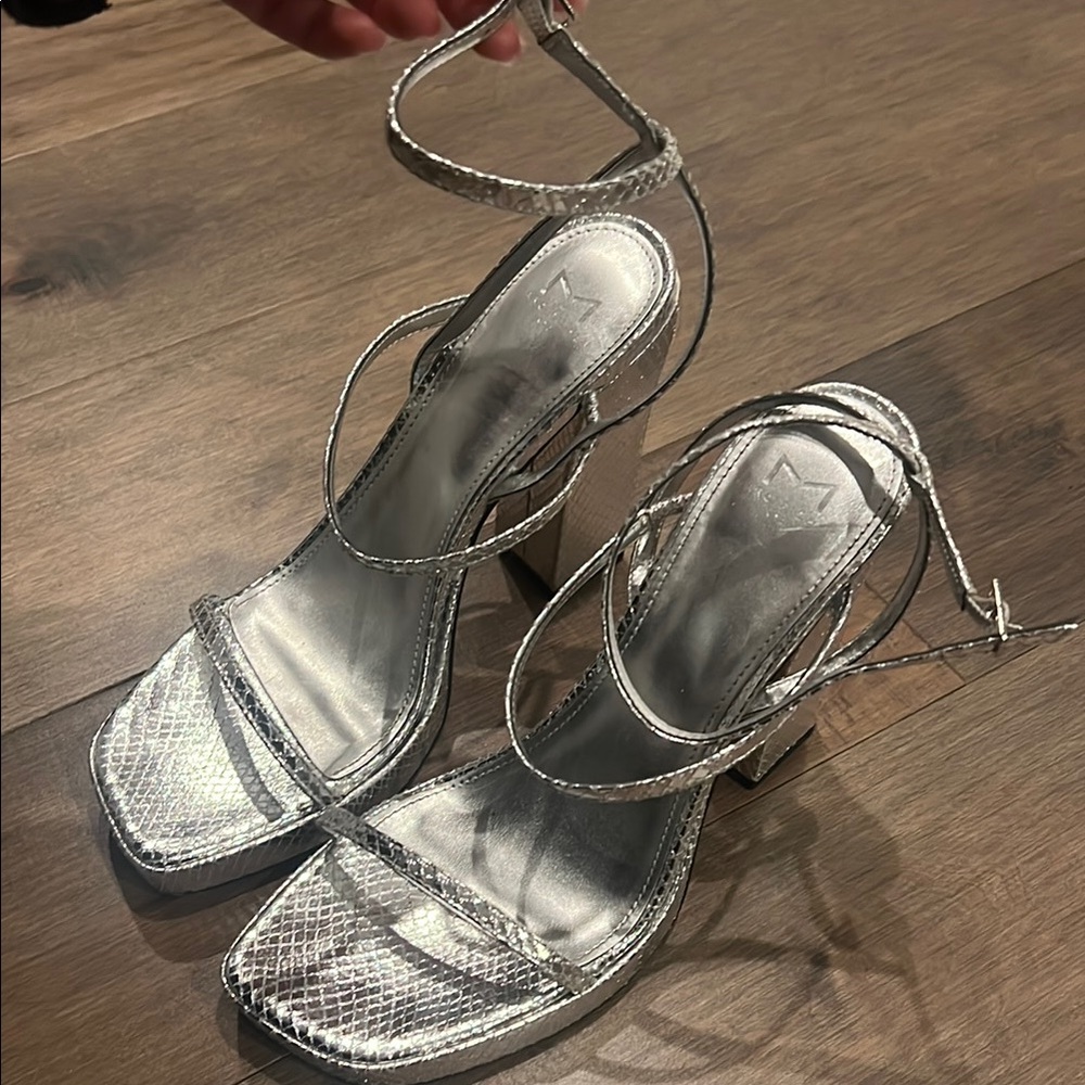 Marc Fisher Silver High-Heeled Sandals